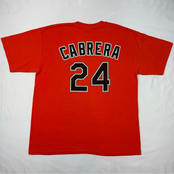 Vtg Florida Marlins Miguel Cabrera Mens T-Shirt XL Y2K 2006 Orange B3 - Picture 2 of 8